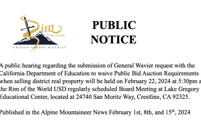Rim of the world unified school district – Public Notice
